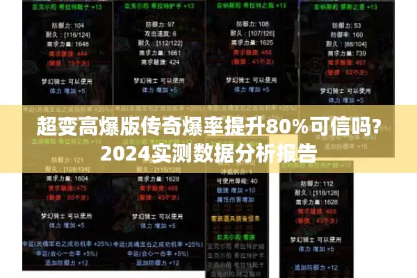 超变高爆版传奇爆率提升80%可信吗?2024实测数据分析报告