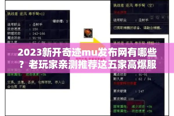 2023新开奇迹mu发布网有哪些？老玩家亲测推荐这五家高爆服