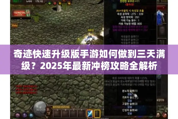 奇迹快速升级版手游如何做到三天满级？2025年最新冲榜攻略全解析