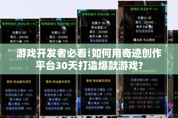 游戏开发者必看:如何用奇迹创作平台30天打造爆款游戏?