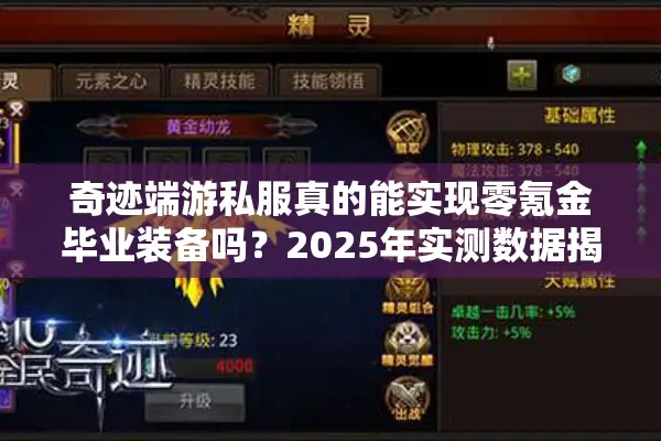 奇迹端游私服真的能实现零氪金毕业装备吗？2025年实测数据揭秘