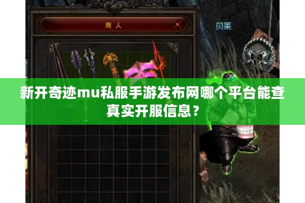 新开奇迹mu私服手游发布网哪个平台能查真实开服信息？