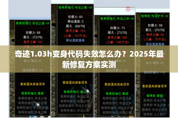 奇迹1.03h变身代码失效怎么办？2025年最新修复方案实测