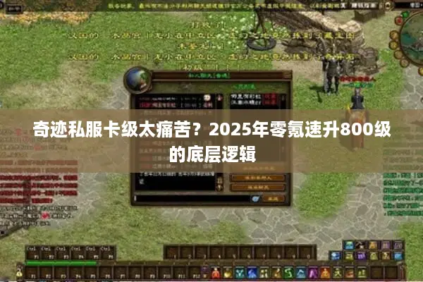 奇迹私服卡级太痛苦？2025年零氪速升800级的底层逻辑