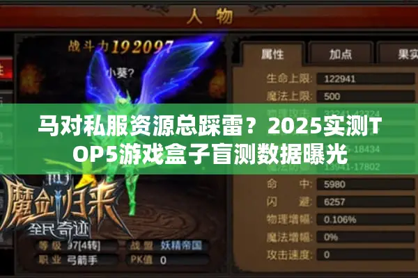 马对私服资源总踩雷？2025实测TOP5游戏盒子盲测数据曝光