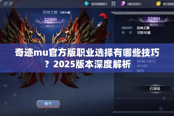 奇迹mu官方版职业选择有哪些技巧？2025版本深度解析
