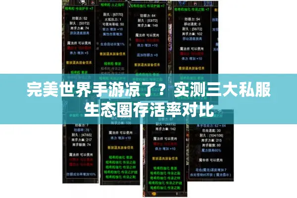 完美世界手游凉了？实测三大私服生态圈存活率对比
