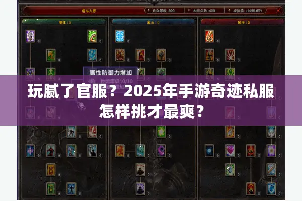 玩腻了官服？2025年手游奇迹私服怎样挑才最爽？