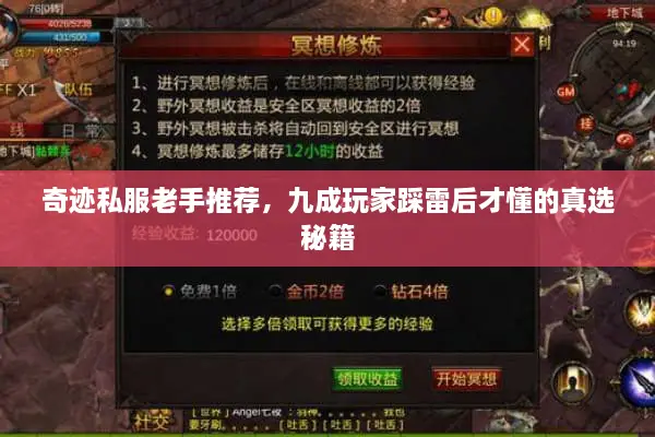 奇迹私服老手推荐，九成玩家踩雷后才懂的真选秘籍