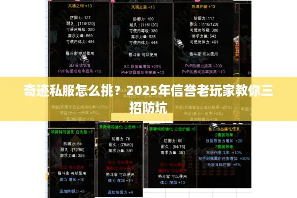 奇迹私服怎么挑？2025年信誉老玩家教你三招防坑