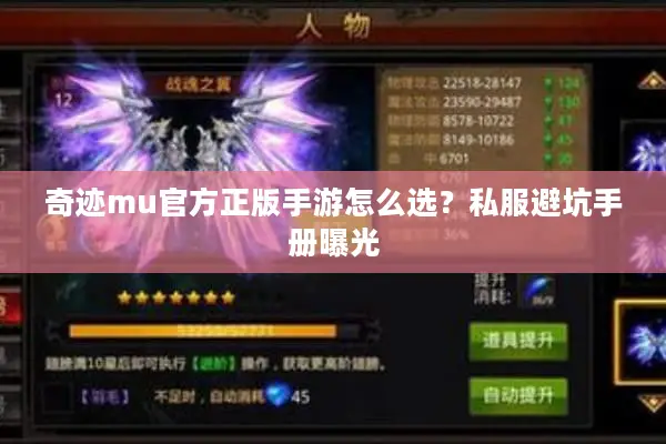 奇迹mu官方正版手游怎么选？私服避坑手册曝光