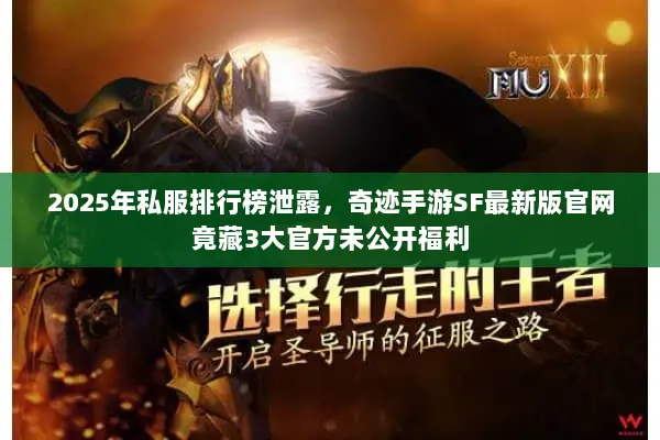 2025年私服排行榜泄露，奇迹手游SF最新版官网竟藏3大官方未公开福利