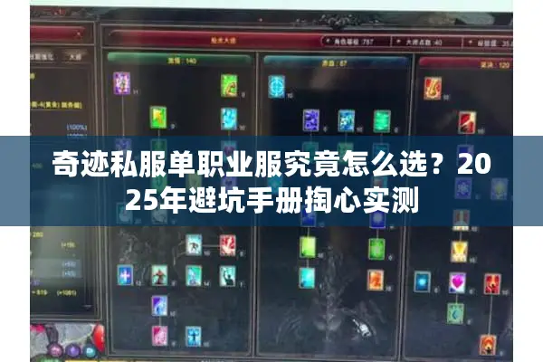 奇迹私服单职业服究竟怎么选？2025年避坑手册掏心实测