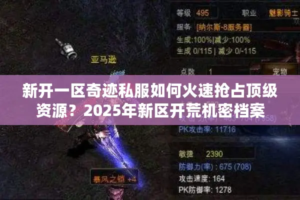 新开一区奇迹私服如何火速抢占顶级资源？2025年新区开荒机密档案