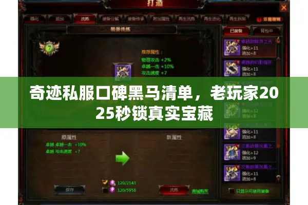 奇迹私服口碑黑马清单，老玩家2025秒锁真实宝藏