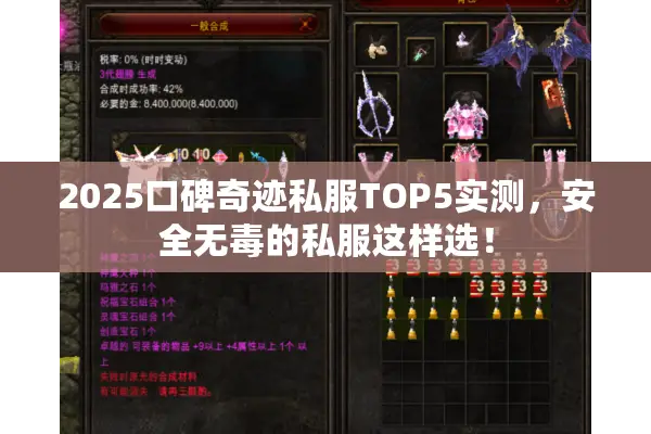 2025口碑奇迹私服TOP5实测，安全无毒的私服这样选！