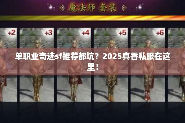 单职业奇迹sf推荐都坑？2025真香私服在这里！