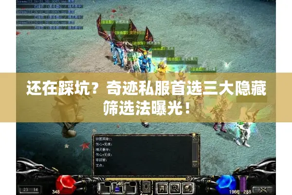 还在踩坑？奇迹私服首选三大隐藏筛选法曝光！