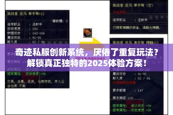 奇迹私服创新系统，厌倦了重复玩法？解锁真正独特的2025体验方案！