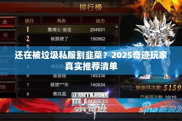 还在被垃圾私服割韭菜?2025奇迹玩家真实推荐清单 还在被垃圾私服割韭菜?2025奇迹玩家真实推荐清单