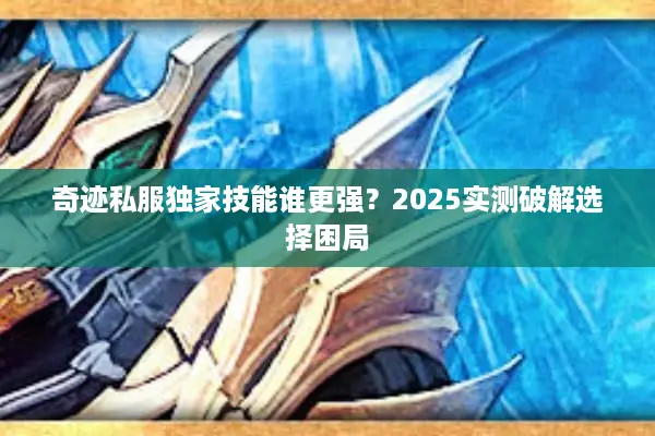 奇迹私服独家技能谁更强？2025实测破解选择困局