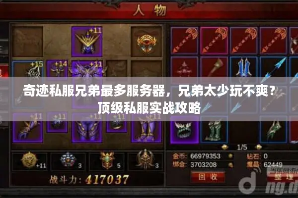 奇迹私服兄弟最多服务器，兄弟太少玩不爽？顶级私服实战攻略