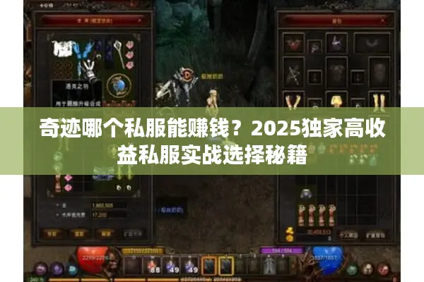 奇迹哪个私服能赚钱？2025独家高收益私服实战选择秘籍