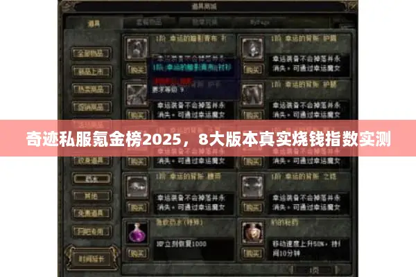 奇迹私服氪金榜2025，8大版本真实烧钱指数实测