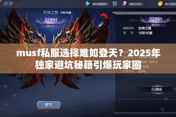 musf私服选择难如登天？2025年独家避坑秘籍引爆玩家圈