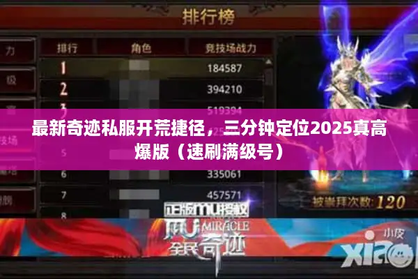 最新奇迹私服开荒捷径，三分钟定位2025真高爆版（速刷满级号）