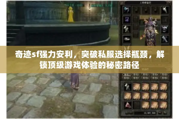 奇迹sf强力安利，突破私服选择瓶颈，解锁顶级游戏体验的秘密路径