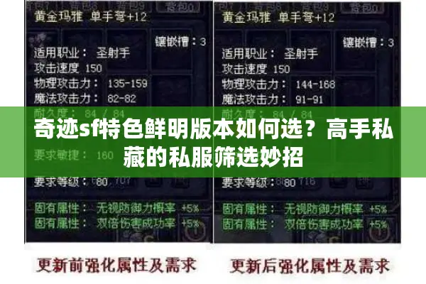 奇迹sf特色鲜明版本如何选？高手私藏的私服筛选妙招