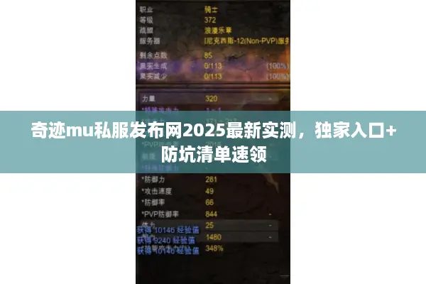 奇迹mu私服发布网2025最新实测，独家入口+防坑清单速领