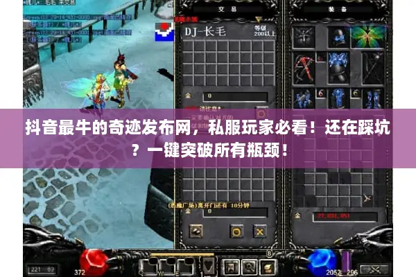 抖音最牛的奇迹发布网，私服玩家必看！还在踩坑？一键突破所有瓶颈！