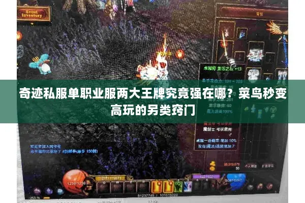 奇迹私服单职业服两大王牌究竟强在哪？菜鸟秒变高玩的另类窍门