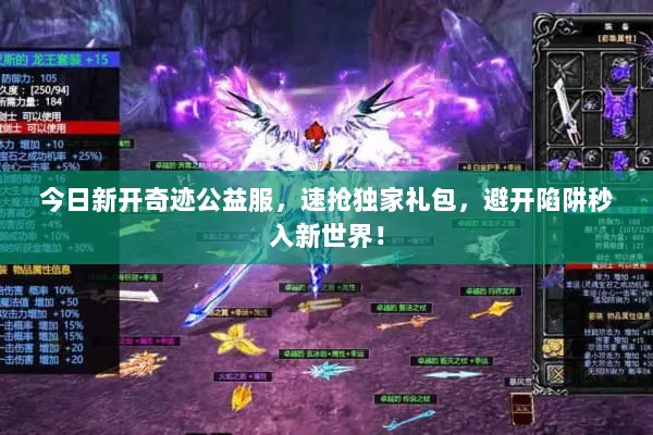 今日新开奇迹公益服，速抢独家礼包，避开陷阱秒入新世界！