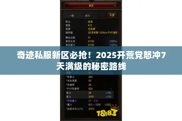 奇迹私服新区必抢！2025开荒党怒冲7天满级的秘密路线