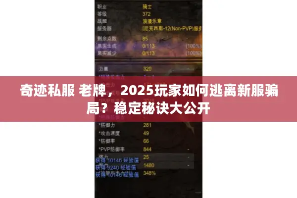 奇迹私服 老牌，2025玩家如何逃离新服骗局？稳定秘诀大公开