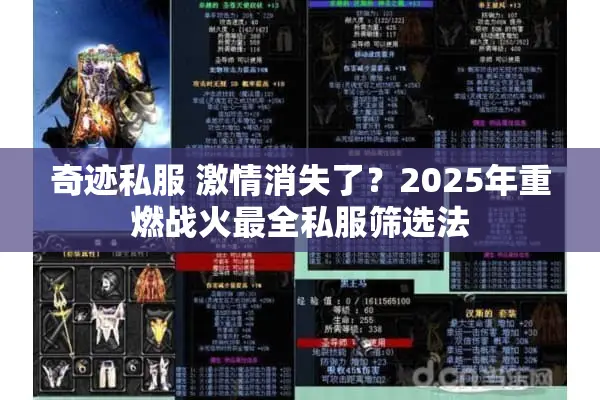 奇迹私服 激情消失了？2025年重燃战火最全私服筛选法