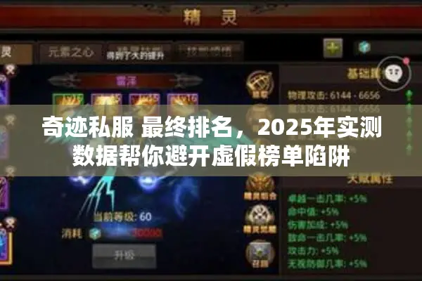 奇迹私服 最终排名，2025年实测数据帮你避开虚假榜单陷阱