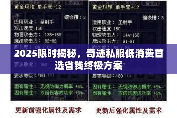 2025限时揭秘，奇迹私服低消费首选省钱终极方案
