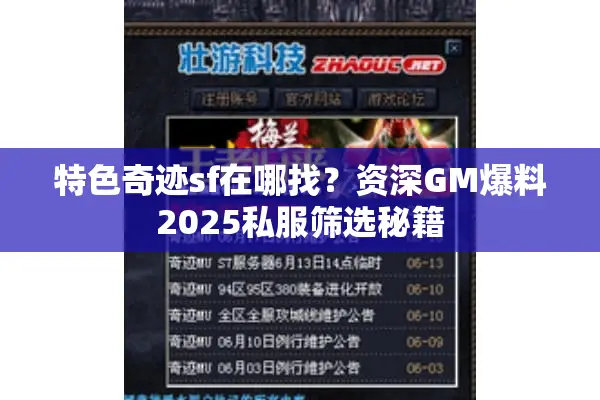 特色奇迹sf在哪找？资深GM爆料2025私服筛选秘籍