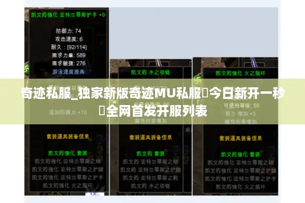 奇迹私服_独家新版奇迹MU私服▷今日新开一秒◁全网首发开服列表