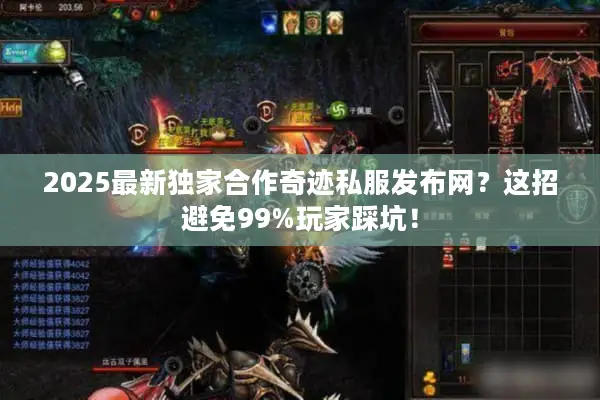 2025最新独家合作奇迹私服发布网？这招避免99%玩家踩坑！