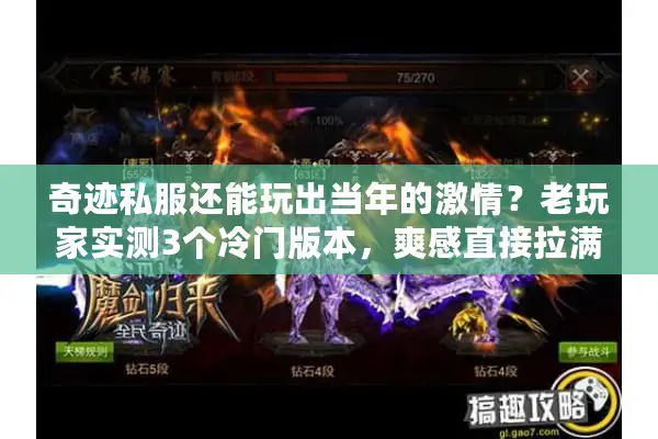 奇迹私服还能玩出当年的激情？老玩家实测3个冷门版本，爽感直接拉满！