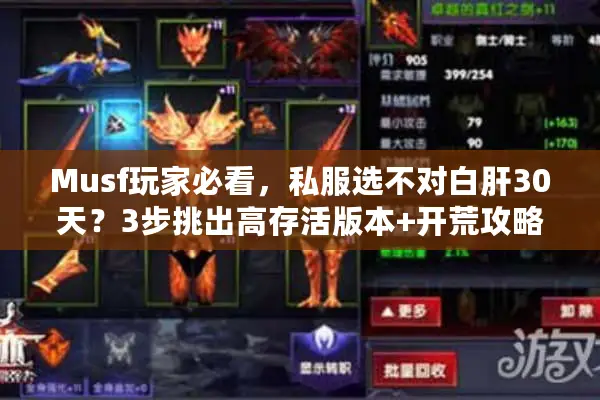 Musf玩家必看，私服选不对白肝30天？3步挑出高存活版本+开荒攻略