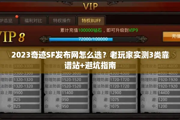 2023奇迹SF发布网怎么选？老玩家实测3类靠谱站+避坑指南